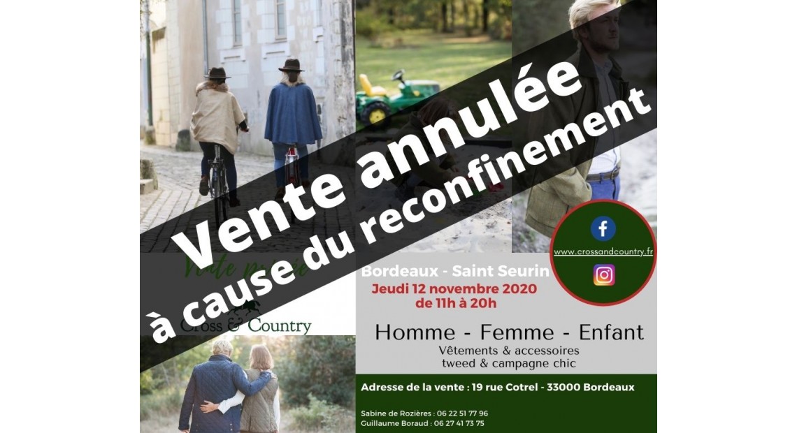 Annulation de notre Vente Privée à Bordeaux le 12 novembre